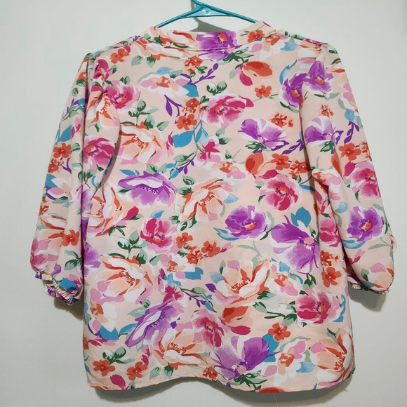 Women's Pixi + Ivy Pink Floral Blouse M - Picture 5 of 6